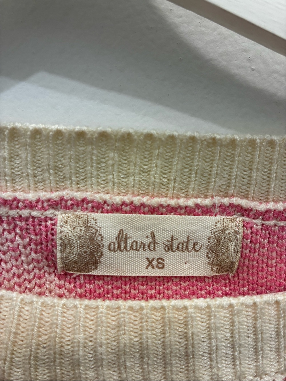 Altar’d State Cream and Pink Crewneck Sweater